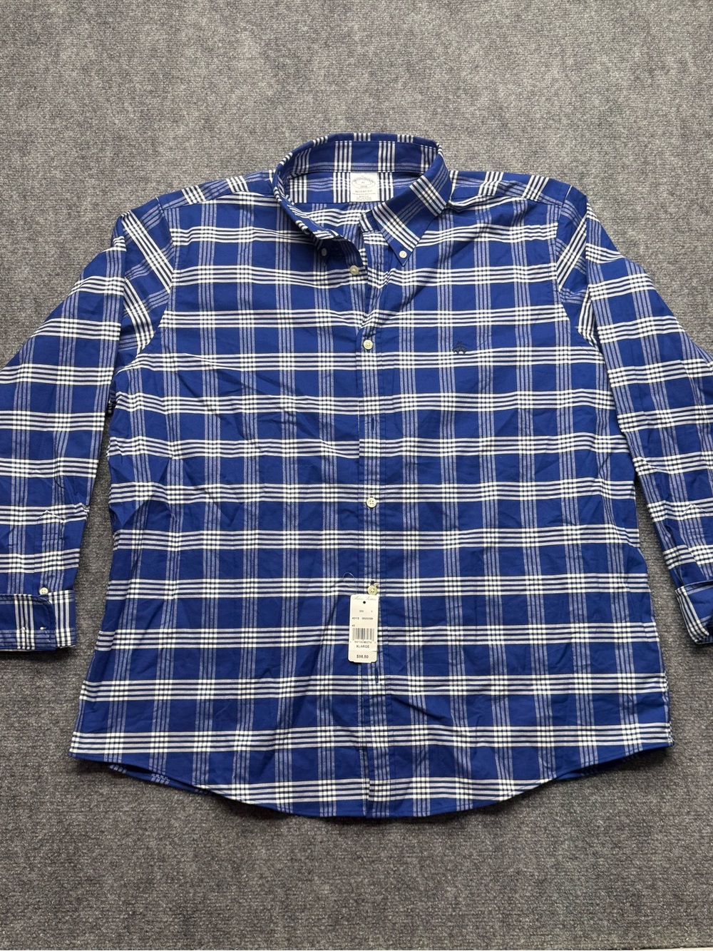 Brooks Brothers Men's XL NWT Blue Plaid Button-Down Shirt